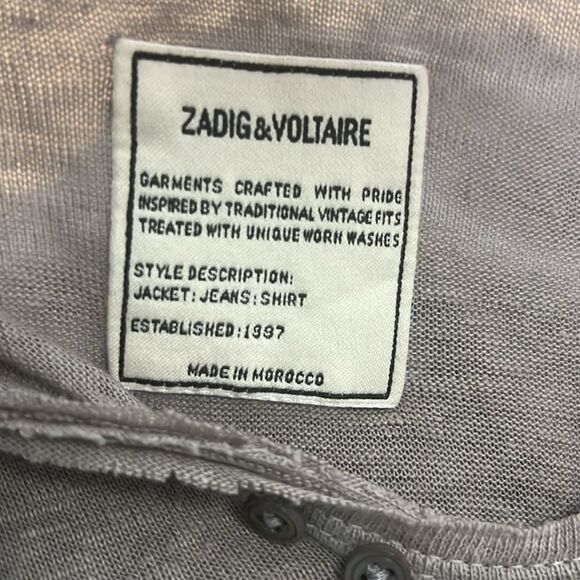ZADIG & VOLTAIRE MONASTIR T-SHIRT 100% LINEN SIZE L - Picture 7 of 11